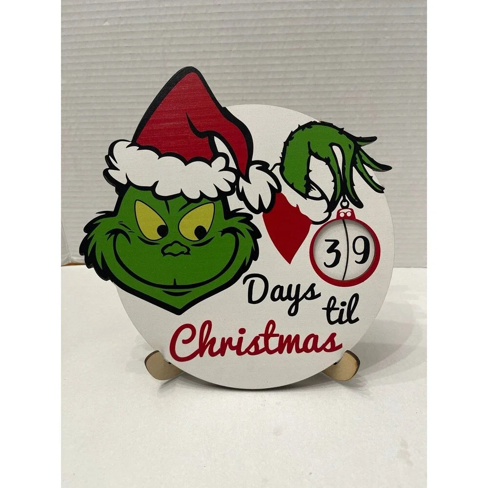 Grinch Days Til Christmas Countdown Sign New Without Tags